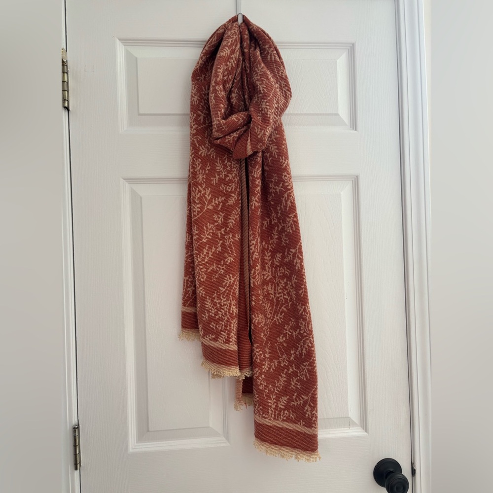 Rust & Cream Warm Blanket Scarf